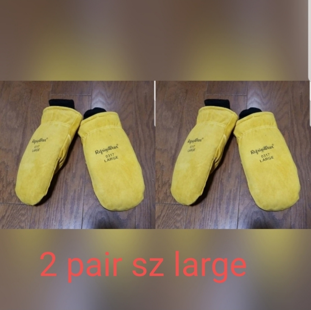 NEW! Refrigiwear Insulated Leather Mitt sz large (2 PAIR) NWT 12.17